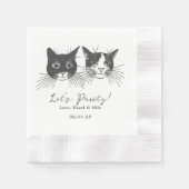 Let's Pawty Custom Cat Drawn Cocktail Wedding Serviette (Vorderseite)