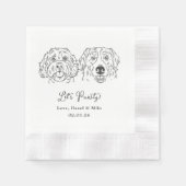Let's Pawty Custom Dog Drawn Cocktail Wedding Serviette (Vorderseite)