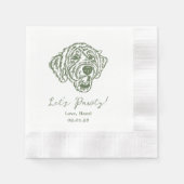 Let's Pawty Custom Dog Drawn Cocktail Wedding Serviette (Vorderseite)