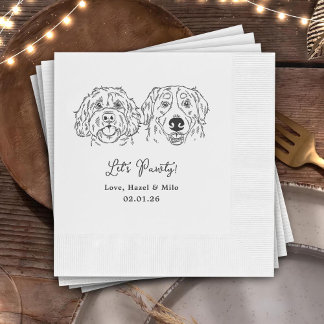 Let's Pawty Custom Dog Drawn Cocktail Wedding Serviette