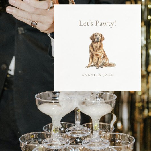 Let's Pawty! Custom Pet Wedding Cocktail Serviette