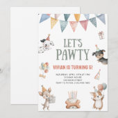 Let's Pawty Funny Dog Birthday Party Einladung (Vorne/Hinten)