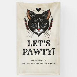 Let's Pawty Kitten Cat Rockabilly Geburtstag Willk Banner