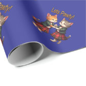 Lets Pawty Orange Cats Dancing Ceilidh Celebration Geschenkpapier (Rolleneckpunkt)