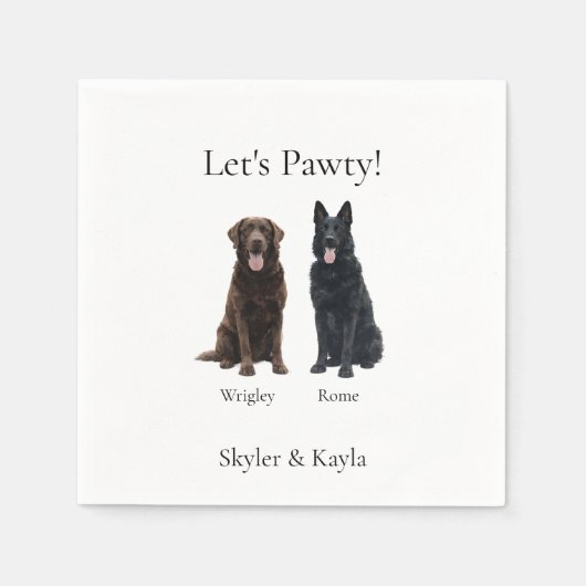 Let's Pawty! Personalized 2 Pet Cocktail Serviette (Vorderseite)