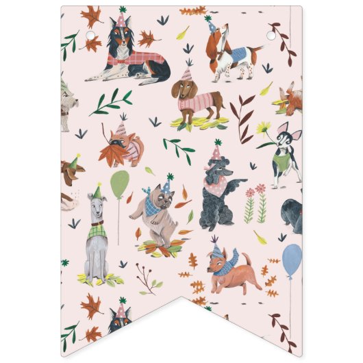 Lets Pawty Pink Dog Puppy Birthday Party Wimpelkette (Erste Fahne)