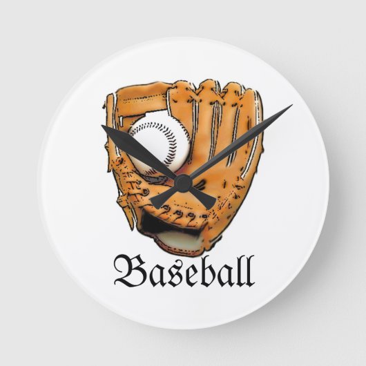 Lets Play Baseball Runde Wanduhr (Vorderseite)