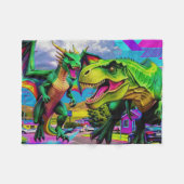 Lets Play - Green Dragon and Dinosaur Fleecedecke (Vorderseite (Horizontal))