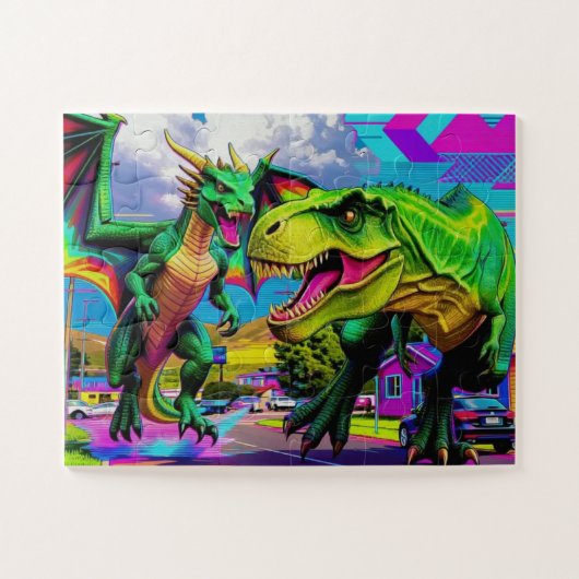 Lets Play - Green Dragon and Dinosaur Puzzle (Horizontal)