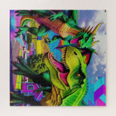 Lets Play - Grüner Drache und Dinosaurier Puzzle (Horizontal)