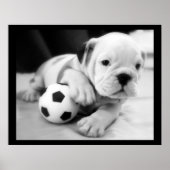 "Let's Play Soccer" English Bulldog Poster (Vorne)