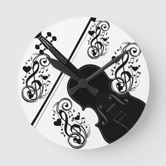 Let's Play,Violin_ Runde Wanduhr (Vorderseite)