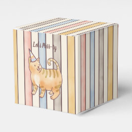 Lets Purr-ty Cat, Pink, Yellow and Blue Stripes  Geschenkschachtel