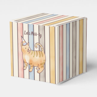 Lets Purr-ty Cat, Pink, Yellow and Blue Stripes  Geschenkschachtel