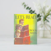 "Let's Read" Buchwoche Vintage Bibliothek Poster Postkarte (Stehend Vorderseite)