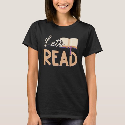 Lets Read Teacher Reading Books And Bookworm Libra T-Shirt (Vorderseite)
