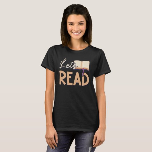 Lets Read Teacher Reading Books And Bookworm Libra T-Shirt (Vorne ganz)