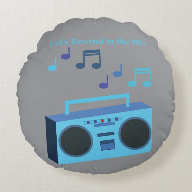 Let's rewind to the 90's rundes kissen (Vorderseite)