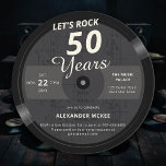 Let's Rock 60 Years Vintag Music LP 60. Geburtstag Einladung<br><div class="desc">Ein elegantes,  musikalisches,  lustiges Geburtstagsgeschenk-Einladungs-Template in Form eines Schallplatte mit musikalischen Noten,  das einen texturierten schwarz-grauen Hintergrund und den Titel "Let's Rock 60 Years" aufweist. Sie können diese Vorlage vollständig bearbeiten. Eine perfekte Geburtstagsfeier für einen Mann,  der Rock,  Musik und Gitarre Liebe,  auf seinem 60. Vater,  Hubby,  Opa... </div>