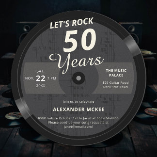Let's Rock 60 Years Vintag Music LP 60. Geburtstag Einladung
