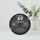 Let's Rock 60 Years Vintag Music LP 60. Geburtstag Einladung (Stehend Vorderseite)