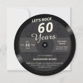 Let's Rock 60 Years Vintag Music LP 60. Geburtstag Einladung (Vorderseite)