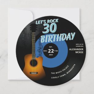 Let's Rock Guitar Musiknotens Blue 30. Geburtstag Einladung