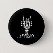 Lets Rock On Halloween Rock And Roll Skeleton Hand Button (Vorderseite)