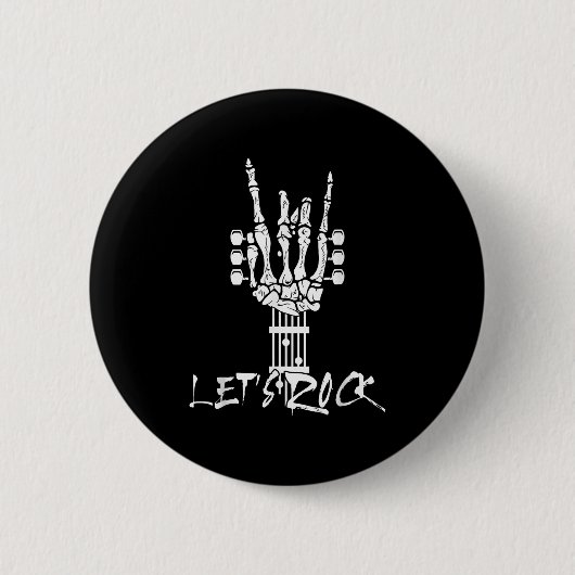Lets Rock On Halloween Rock And Roll Skeleton Hand Button (Vorderseite)