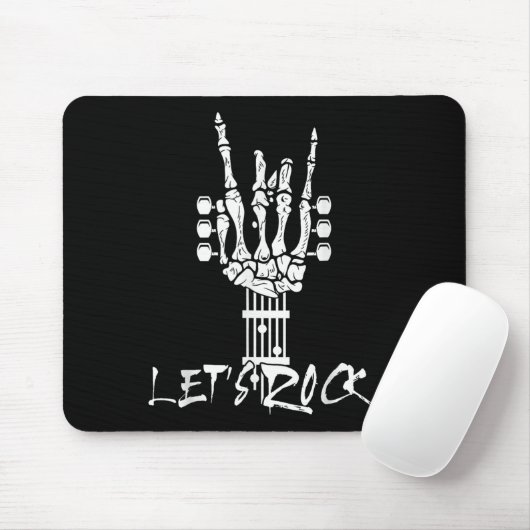 Lets Rock On Halloween Rock And Roll Skeleton Hand Mousepad (Mit Mouse)