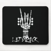 Lets Rock On Halloween Rock And Roll Skeleton Hand Mousepad (Vorne)