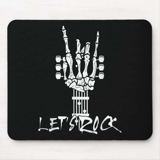 Lets Rock On Halloween Rock And Roll Skeleton Hand Mousepad (Vorne)