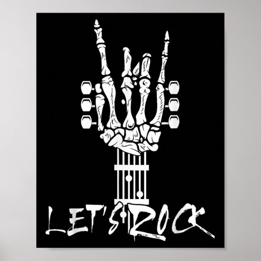 Lets Rock On Halloween Rock And Roll Skeleton Hand Poster (Vorne)