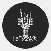 Lets Rock On Halloween Rock And Roll Skeleton Hand Runder Aufkleber (Vorderseite)