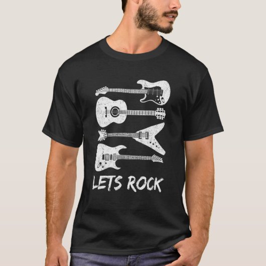 Lets Rock Rock n Roll Guitar Retro Gifts Men Women T-Shirt (Vorderseite)
