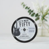 Let's Rock Vintag LP Gitarre Männer Geburtstag Einladung (Stehend Vorderseite)