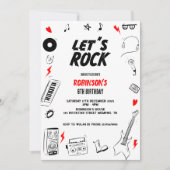 Let's Rock White and Black Rock and Roll Geburtsta Einladung (Vorderseite)