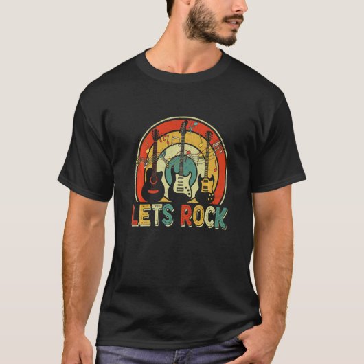 Lets Rocks Roll Guitar Classical Funny Musician Me T-Shirt (Vorderseite)