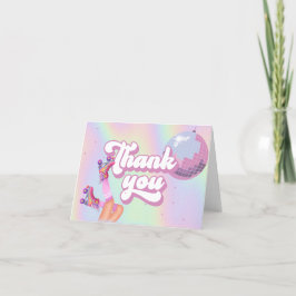 Let's Roll Fun Retro Roller Skating Girls Birthday Dankeskarte