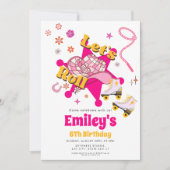 Let's Roll Girl Cowgirl roller skate Birthday  Einladung (Vorderseite)