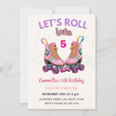 Let's Roll into 5 Retro Roller Skate Birthday Einladung (Vorderseite)