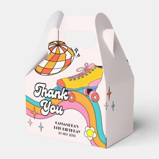 Let's Roll Retro Roller Skating Girl Birthday Geschenkschachtel (Rückseite)