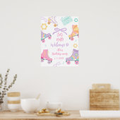 Lets Roll Roller Skate Girl Birthday Welcome Poster (Küche)