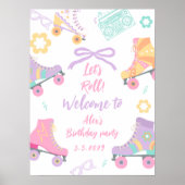 Lets Roll Roller Skate Girl Birthday Welcome Poster (Vorne)