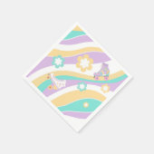 Lets Roll Roller Skate Groovy Girl Birthday Pastel Serviette (Ecke)