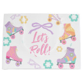 Lets Roll Roller Skate Retro Girl Birthday Pastel Große Geschenktüte (Vorderseite)