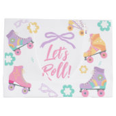 Lets Roll Roller Skate Retro Girl Birthday Pastel Große Geschenktüte (Rückseite)