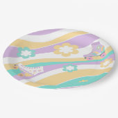 Lets Roll Roller Skate Retro Girl Birthday Pastel Pappteller (Schrägansicht)