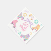 Lets Roll Roller Skate Retro Girl Birthday Pastel Serviette (Ecke)