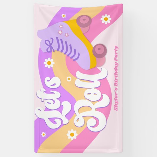 Let's Roll Roller Skate Skating Birthday Party Banner (Vertikal)